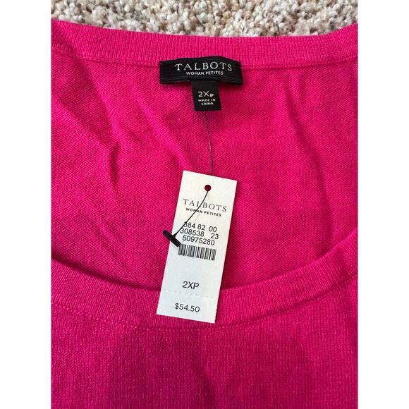 NWOT - TALBOTS Tank Top Sweater; size 2XP Petite; Sleeveless, Hot Pink; Cashmere - Picture 3 of 6